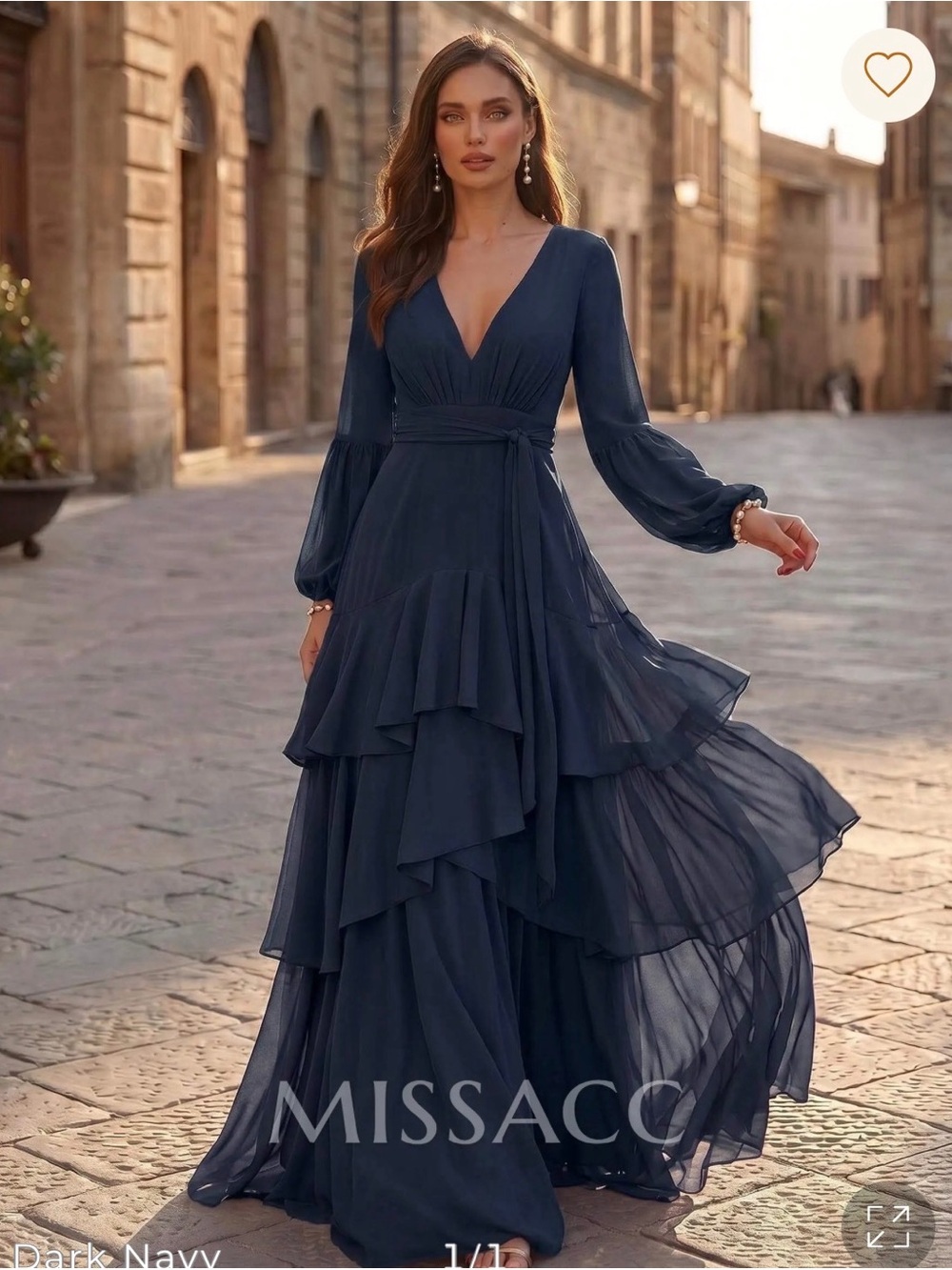 Tiered Maxi Dress with Ruffle Hem in Navy